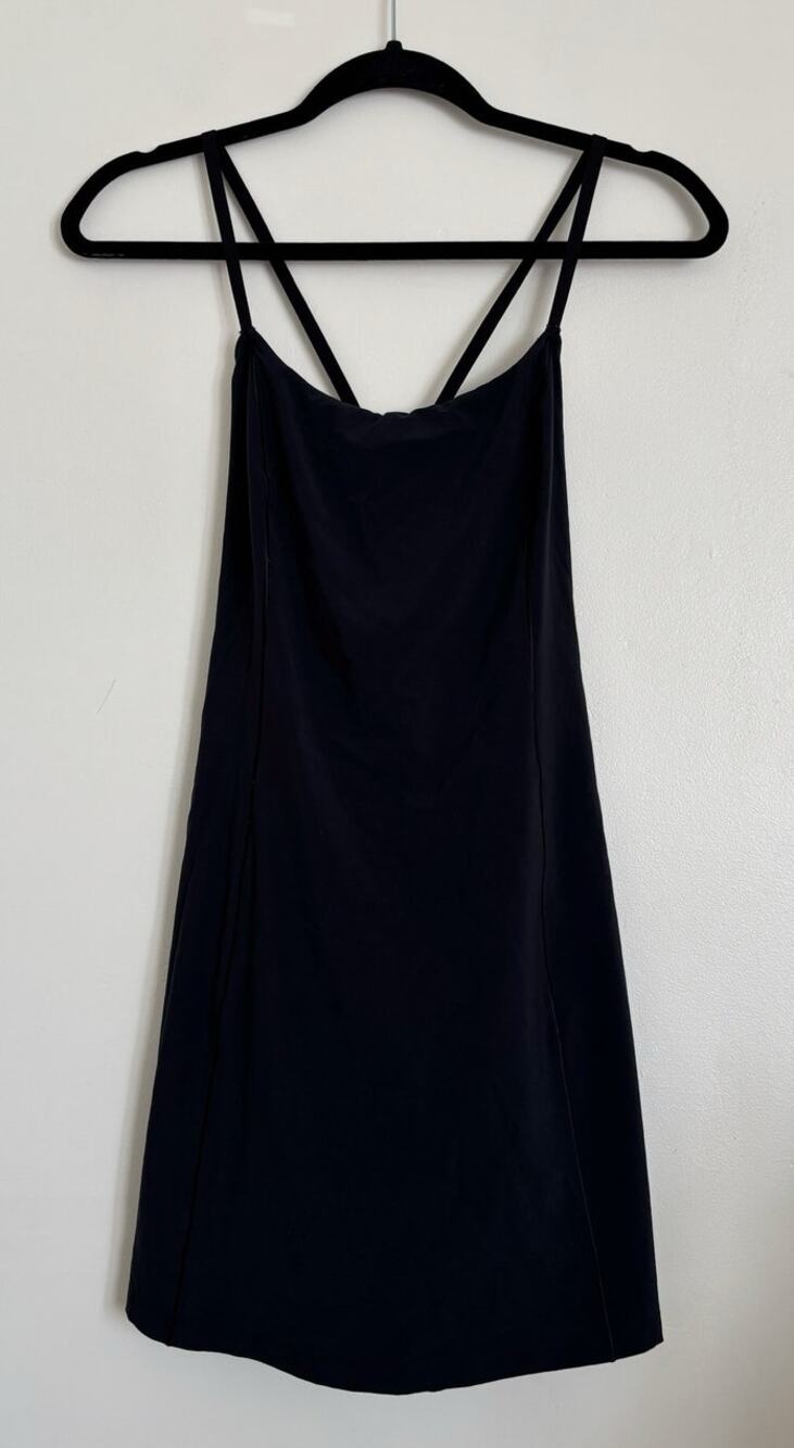 Black OFFLINE by Aerie Open Back Exercise Dress w/ Built-in Shorts S